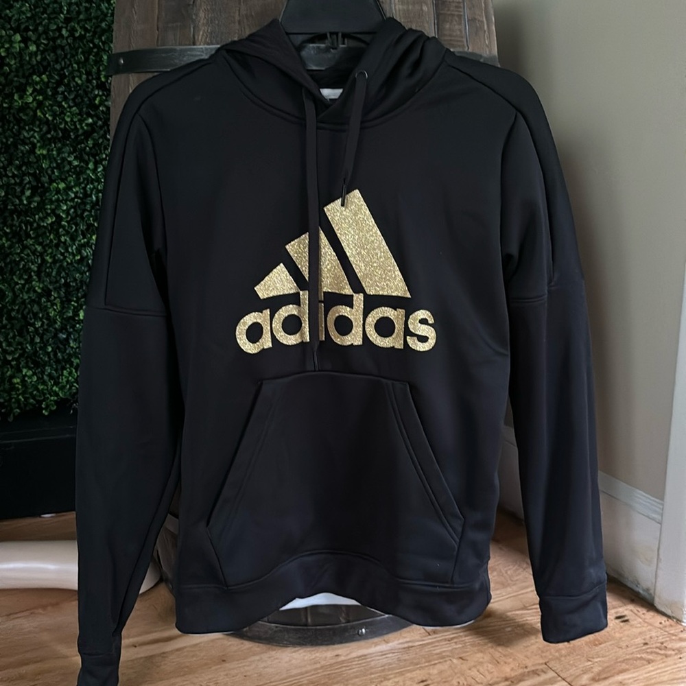 Adidas sparkle logo hoodie women’s hoodie gold